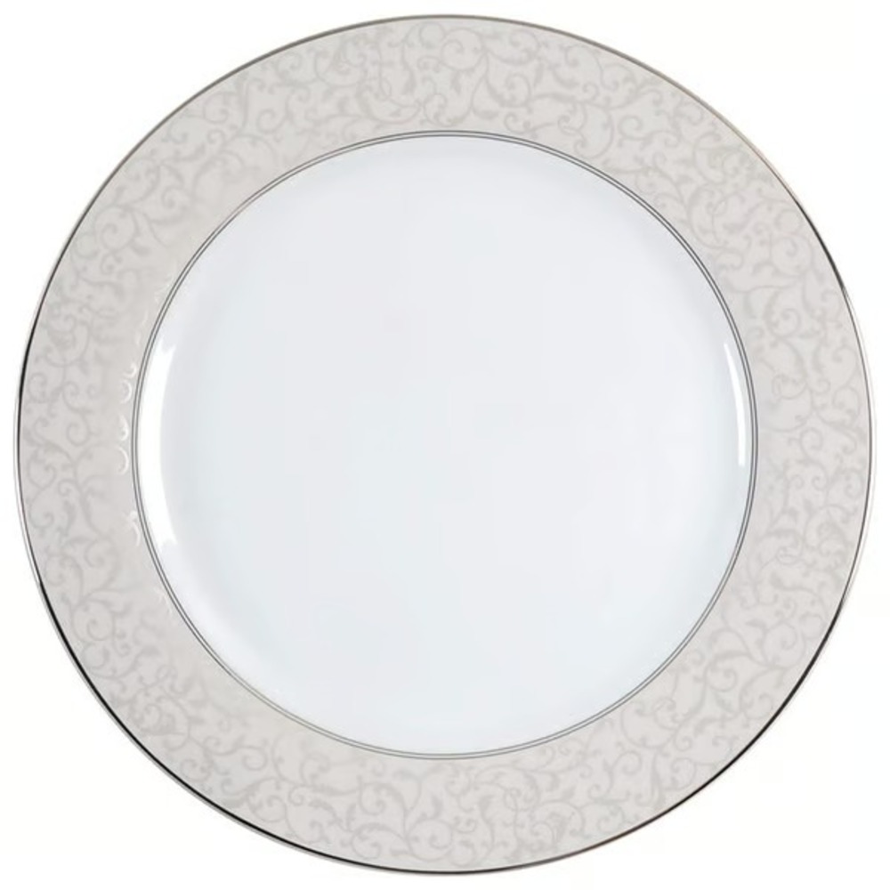 Mikasa Platinum Parchment Round Buffet Platter Chop Plate 12" Scroll NEW NWT